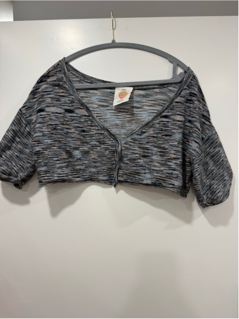 LN Women's Daily Practice Cardigan Sweater XS Grey Blue Cropped Anthropologie